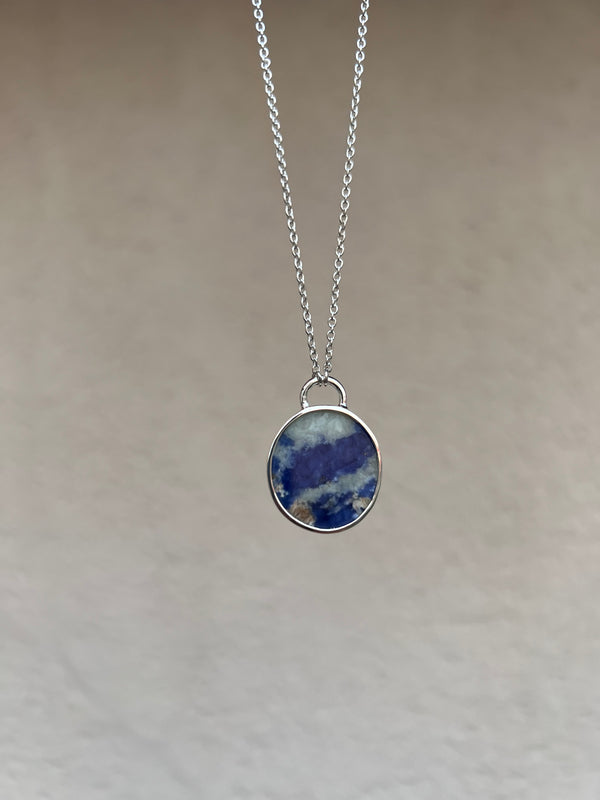 Collier argent sodalite